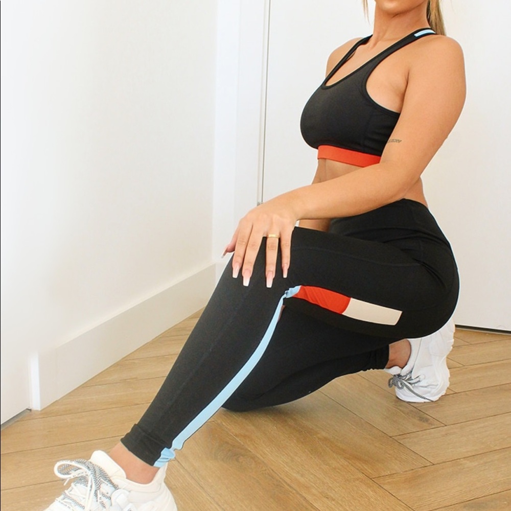 PrettyLittleThing Color block Workout Set Sz L